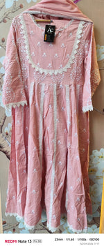 Fully embroidered cotton suit with lace detailing