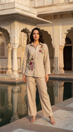 Premium smart embroidered jute with Mul lining co ord set