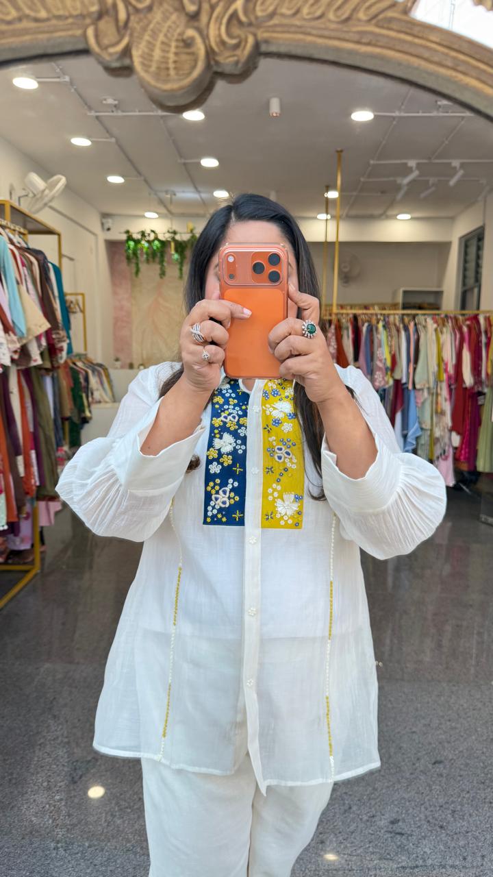 Super super pretty handwork pure mulchanderi Co ord comes with inner