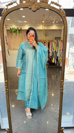 Chanderi suit with tissue panel both front n back