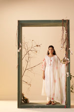 Pretty mulchanderi applique full suit set in orange