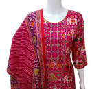 Russian silk Patola suit set in pink