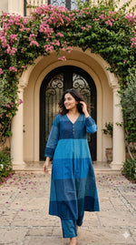 Smart blue chequered co ord set