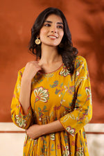 Beautiful cotton one piece digital printed cotton gown in yellow