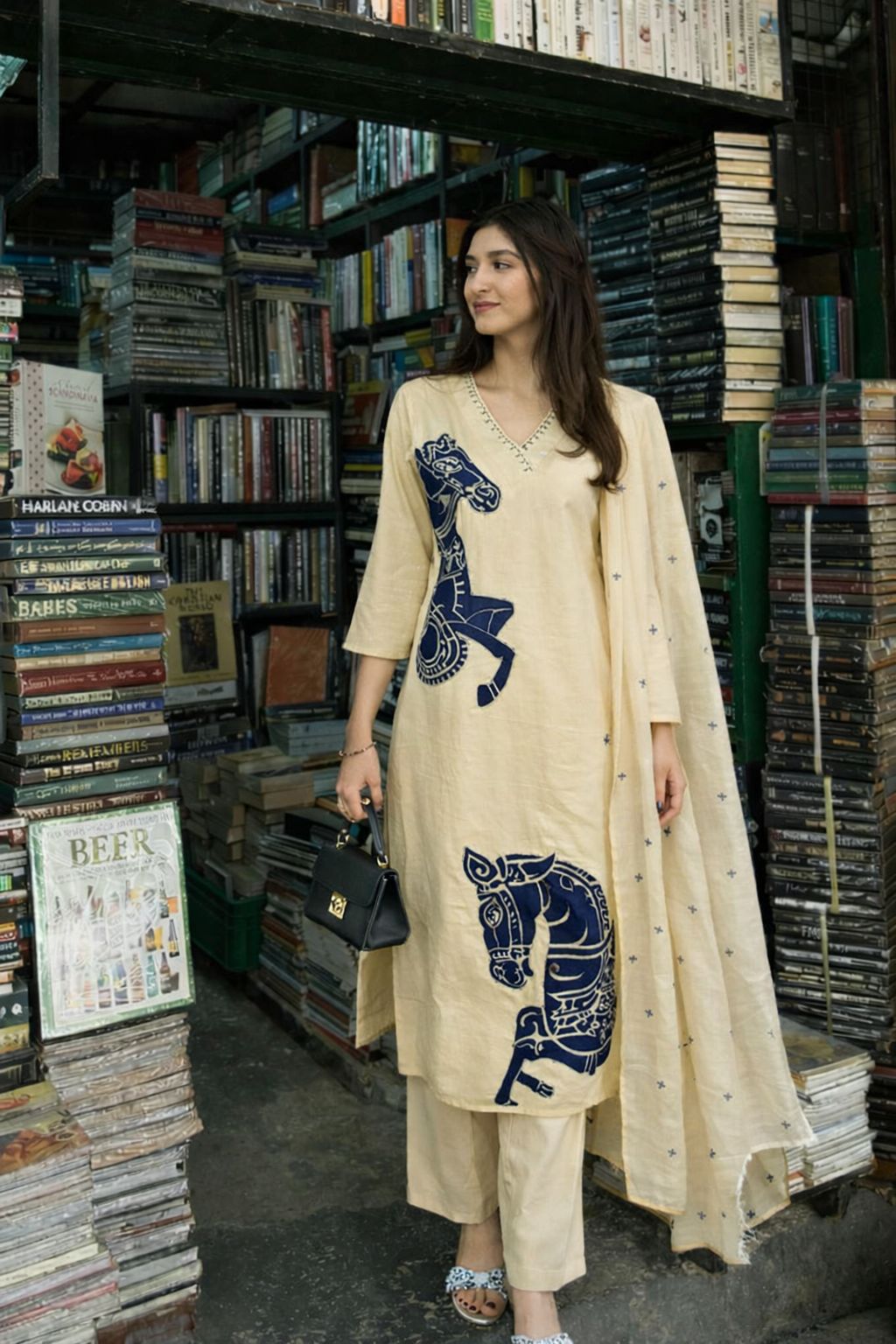 Hand applique cotton suit set