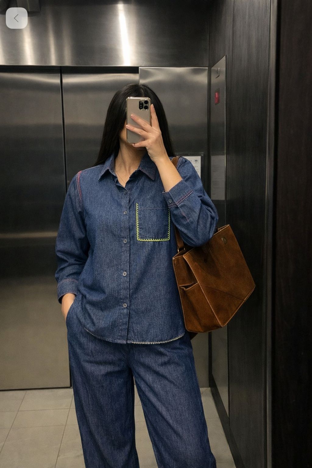 Luxury denim with katha detailing co ord set