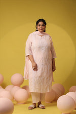 Pretty Mul cotton powder pink chikankari suit set