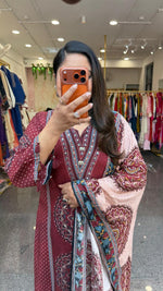 Pure Mul silk digital printed suit set in red