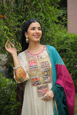 Super pretty soft Mul cotton gotta detailing suit set paired with pink multi dupatta
