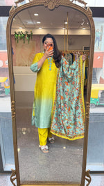 restock!!!Most trending colour combination Russian silk suit set paired with Kalamkari dupatta (true to size )!!