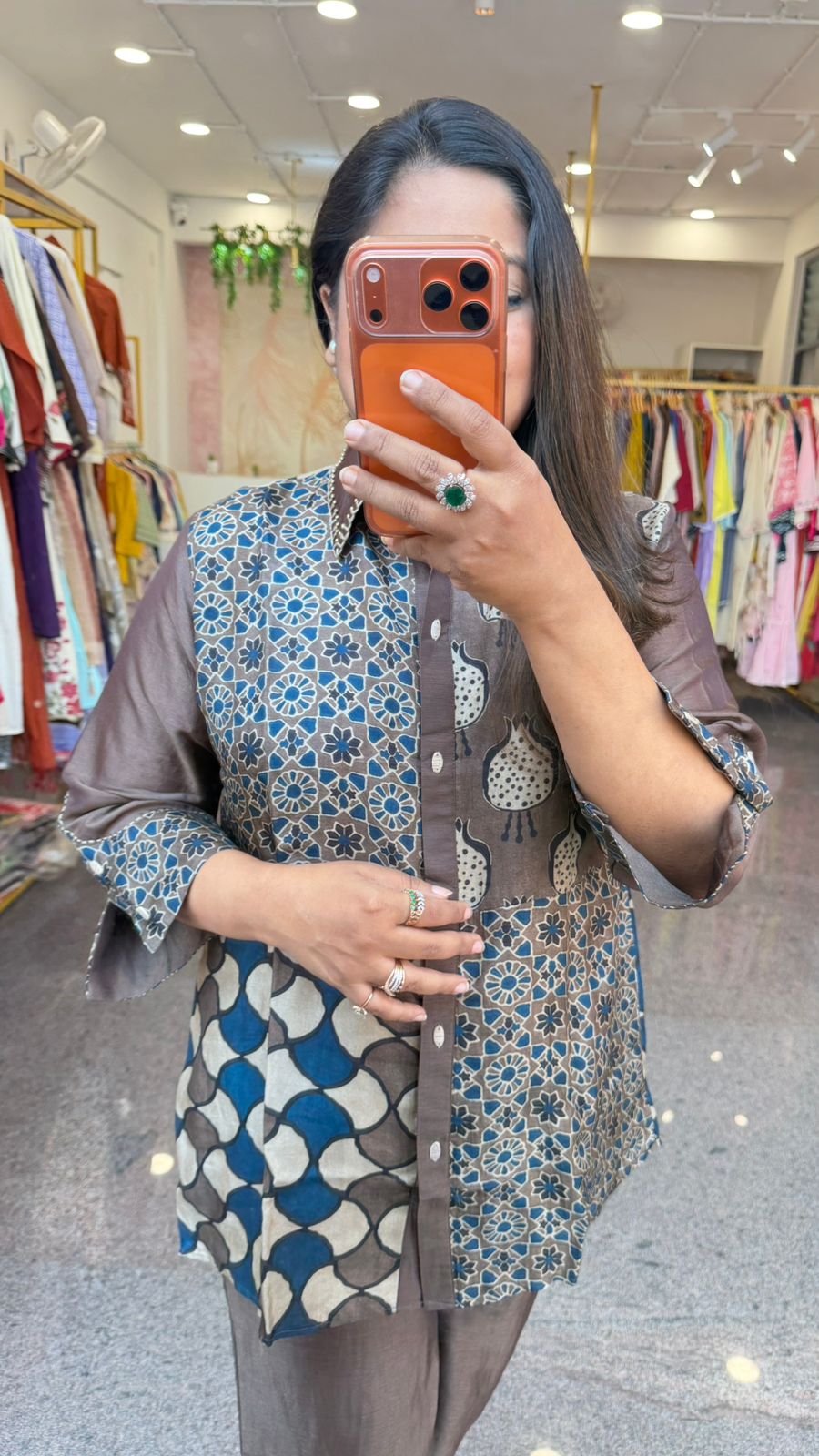 Premium Russian silk ajrakh co ord set