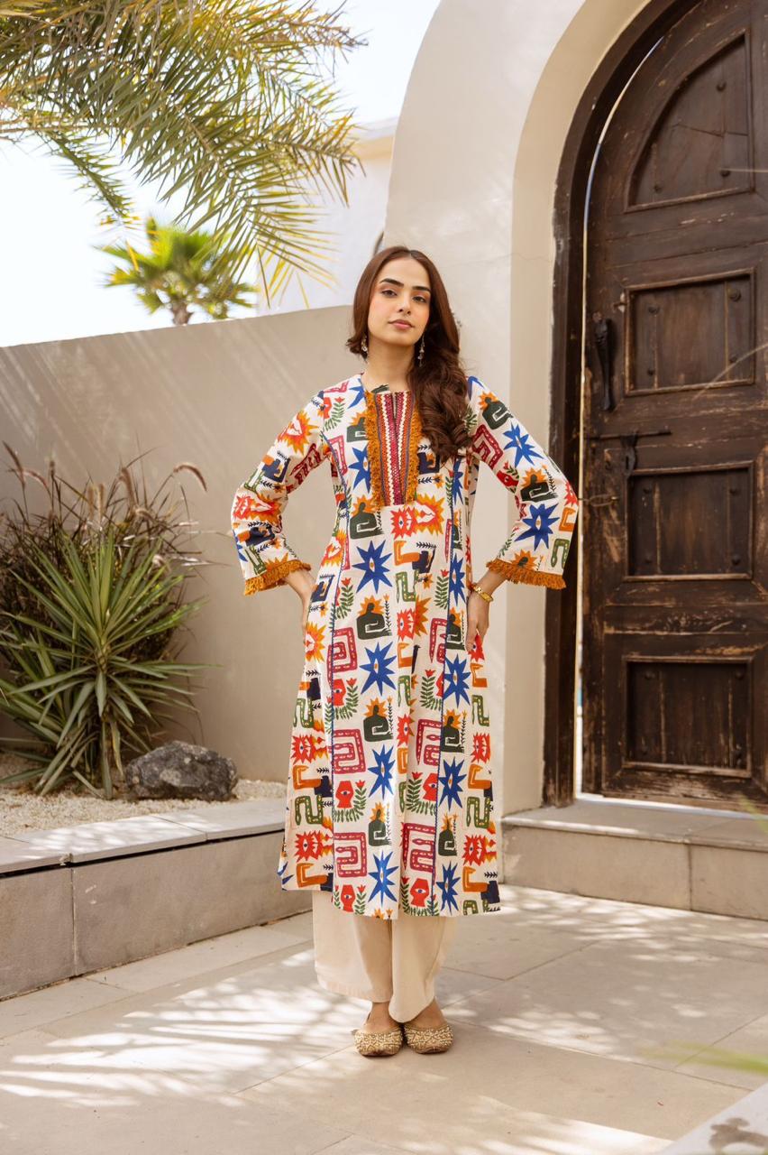 Pretty cotton lace detailing viral kurta pant