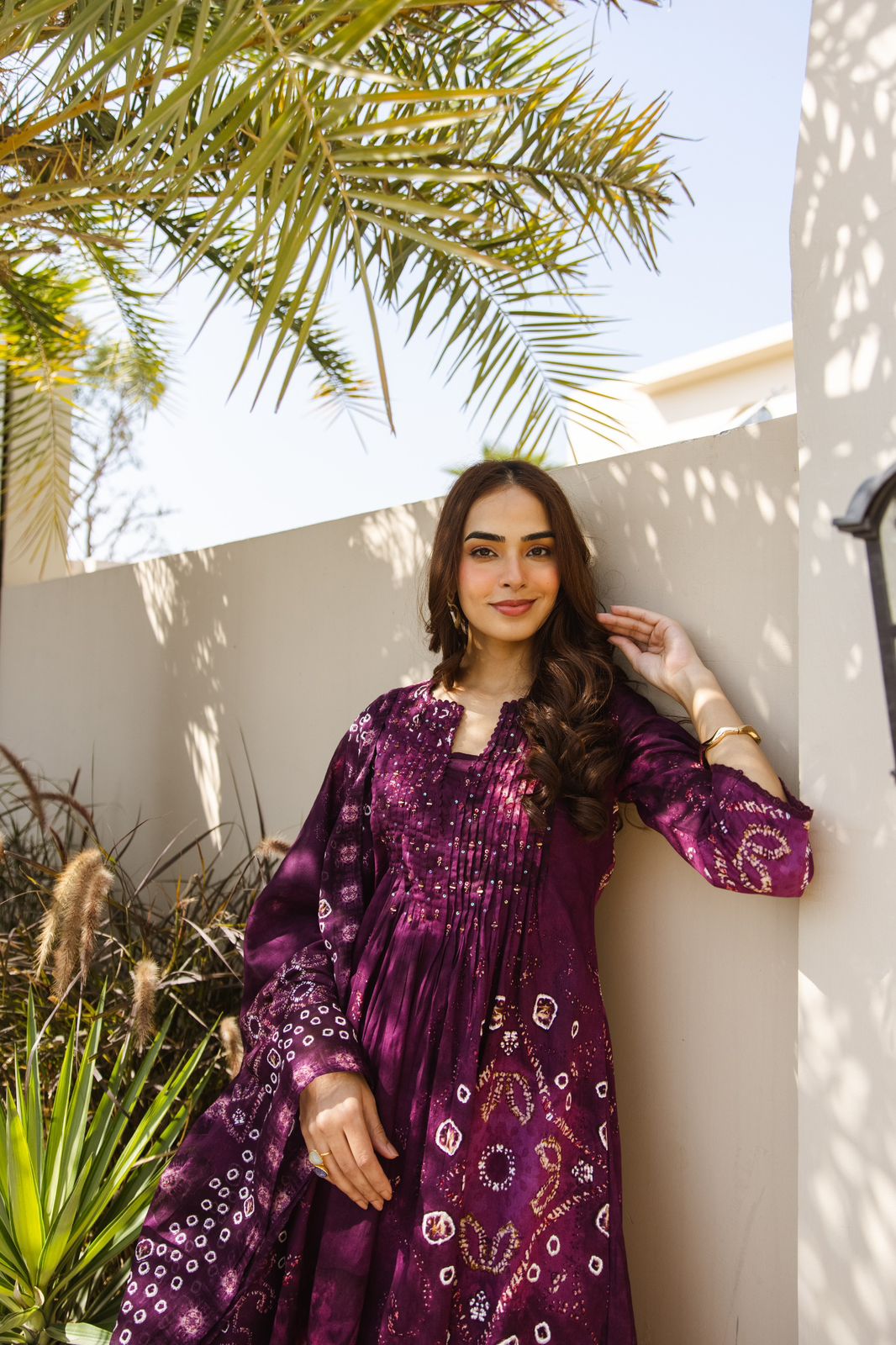 Pretty cotton shivori full suit set in wine
