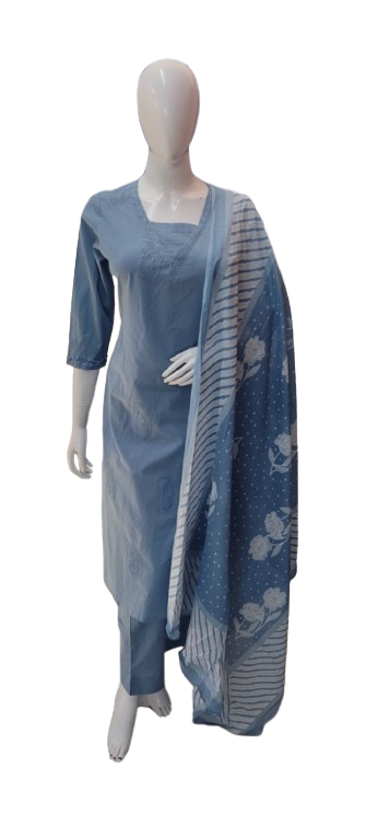 Pretty cotton embroidered suit set