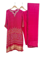 Pure gaji silk lakri patta suit set