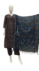 Premium cotton kalamkari suit set with Kota doria dupatta