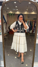 Pretty premium cotton dress with embroidered jacket