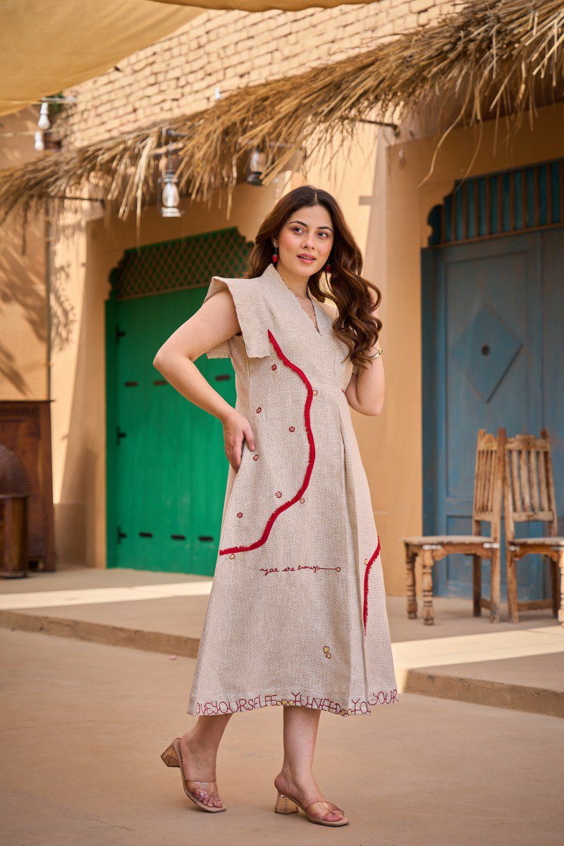 Premium jute cotton one piece.