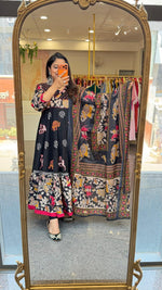 Super pretty cotton Anarkali with pretty handwork yoke full suit set in black