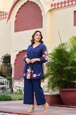 Pretty applique work Mul chanderi co ord set