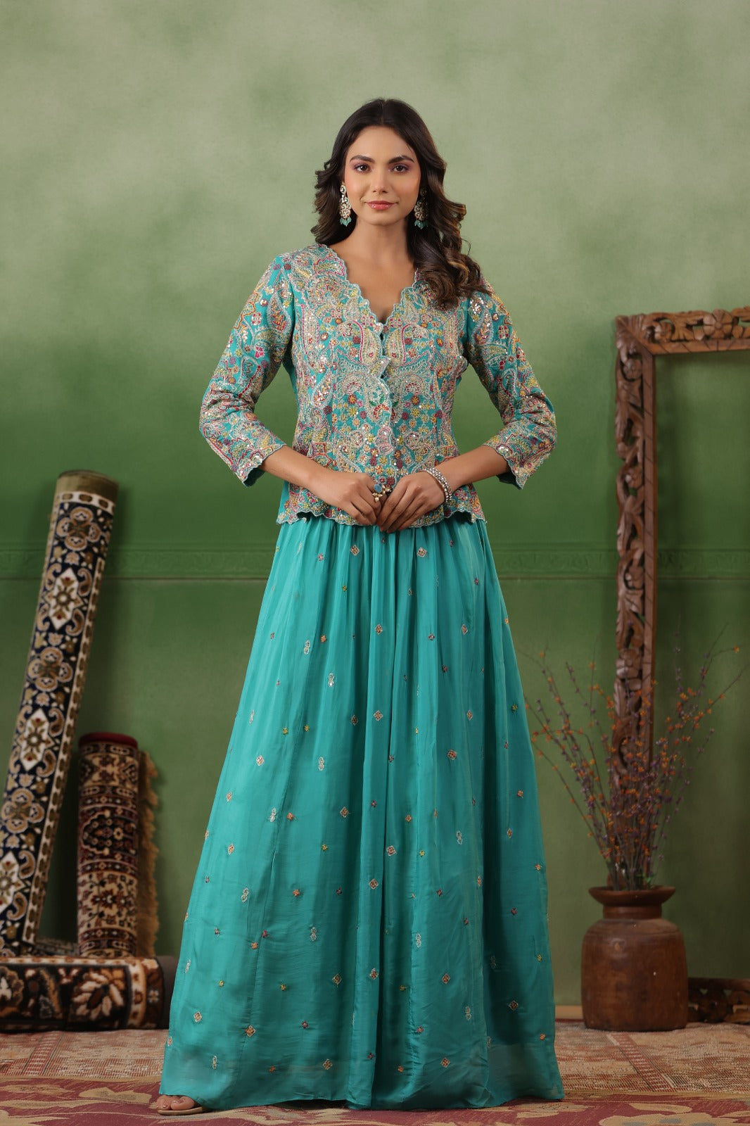 Skirt blouse and jacket pretty lehenga set