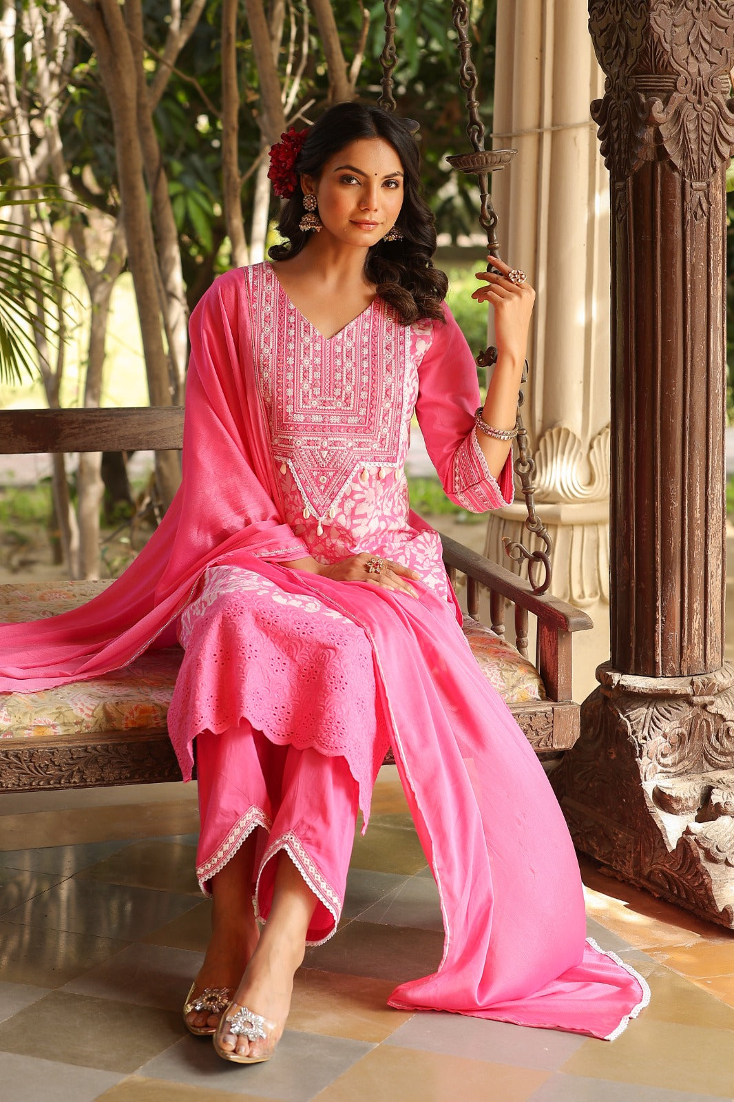 Pure cotton shifli suit set with stylish pants