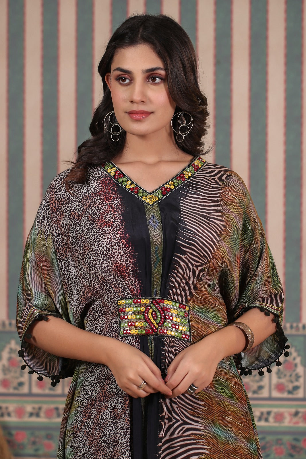 Pure crepe kaftan set