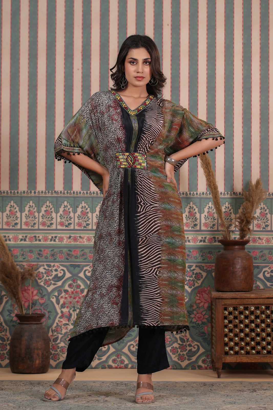 Pure crepe kaftan set