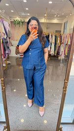 Super soft denim cotton co ord in blue