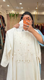 Elegance at its best! Premium Mul chanderi lining intricate hand embroidery suit set in ivory