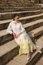 Designer premium Mul cotton ombré effect lining suit set in yellow