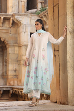 Designer premium Mul cotton ombré effect lining suit set in blue