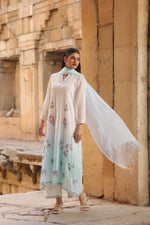 Designer premium Mul cotton ombré effect lining suit set in blue