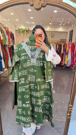 Bottle green cotton full suit set