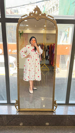 Organic cotton embroidered shrug dress. A smart piece