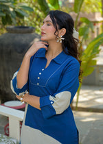 Pure cotton digital print kurta pant in blue
