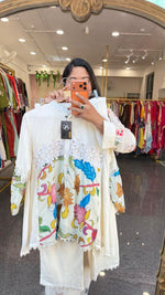 Pure Mul cotton lining applique work Kalamkari co ord set in ivory