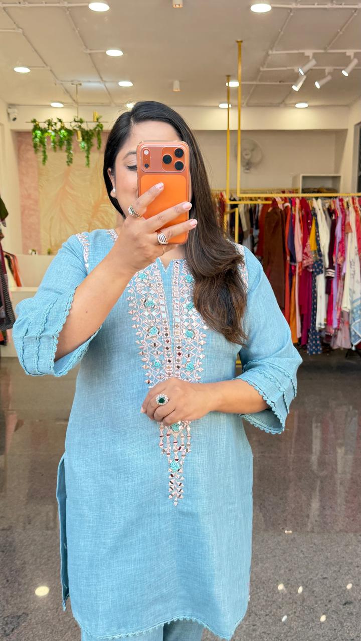 Organic cotton real mirror co ord set in blue