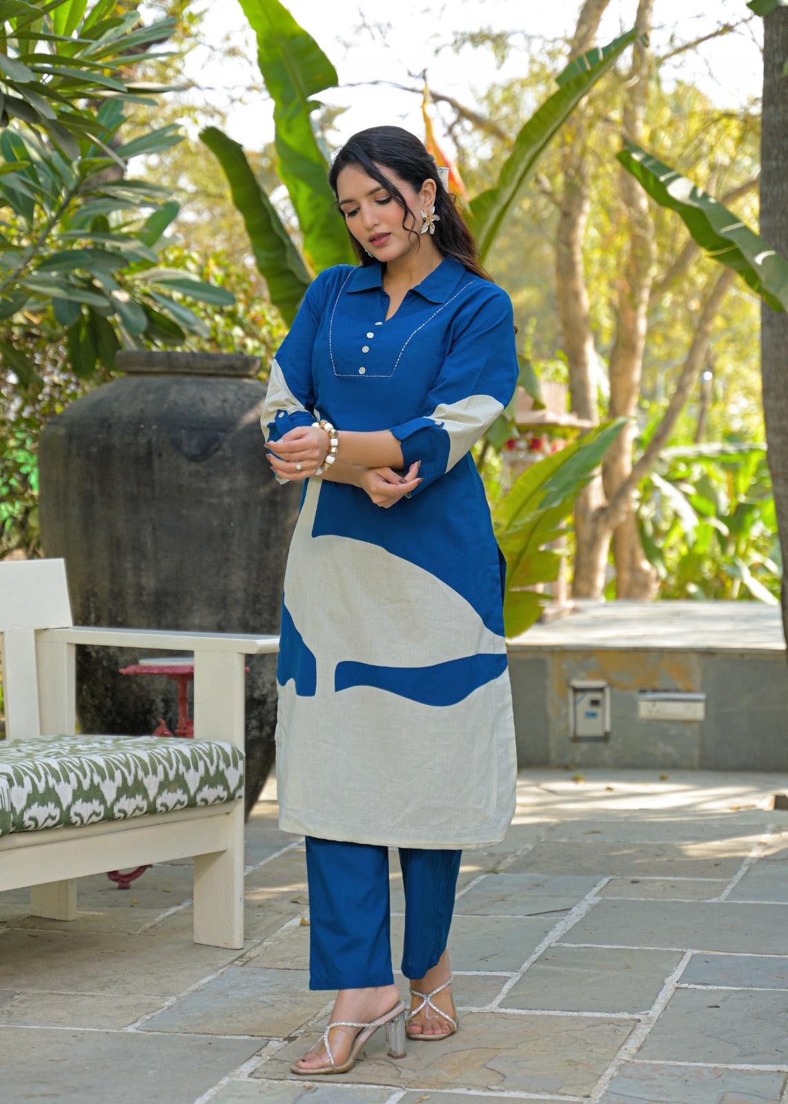 Pure cotton digital print kurta pant in blue