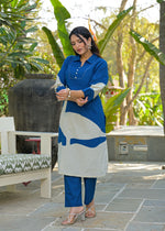Pure cotton digital print kurta pant in blue