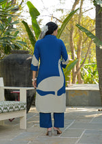 Pure cotton digital print kurta pant in blue
