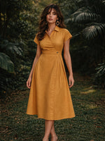 Celebrity style cotton with pocket dress