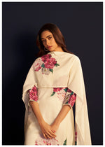 Linen cotton with githan work digital printed suit set