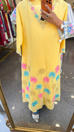 Pretty pretty fully embroidered premium cotton suit set in yellow
