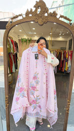 Premium linen cotton lining full suit set in pink