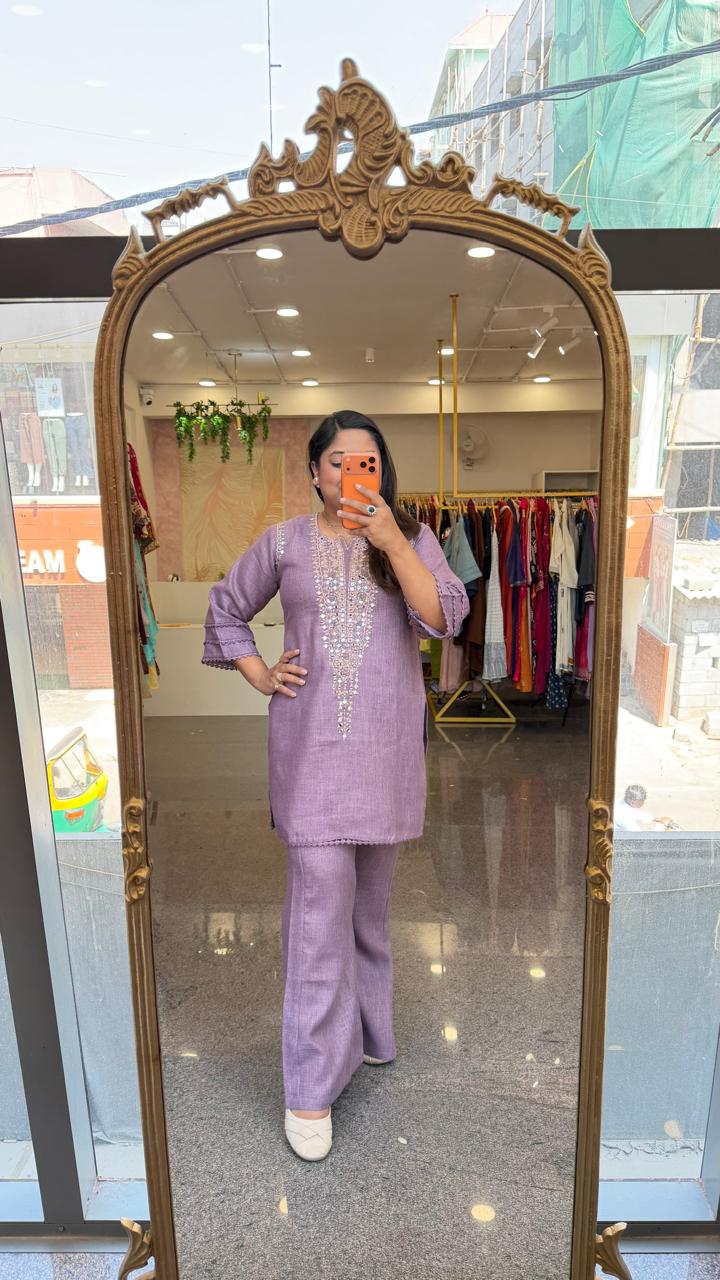 Organic cotton real mirror co ord set in purple