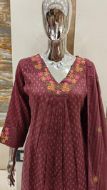 Premium cotton zari embroidered Anarkali suit set