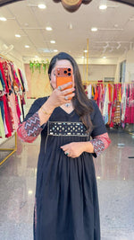 Pure cotton ajrakh real mirror cotton one piece/ kurti in black