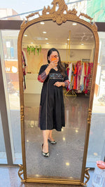 Pure cotton ajrakh real mirror cotton one piece/ kurti in black