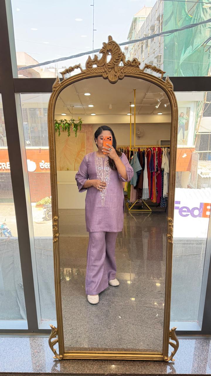 Organic cotton real mirror co ord set in purple